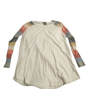 Joei & I Colorful Striped Sleeve Long Sleeve Top like new size small